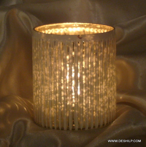 ROUND GLASS SILVER CANDLE VOTIVE