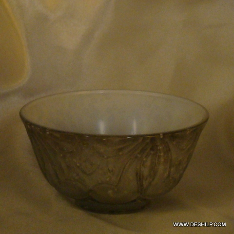 GLASS DINNER BOWLS SILVER FINISH