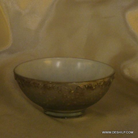 ANTIQUE SILVER GLASS BOWL