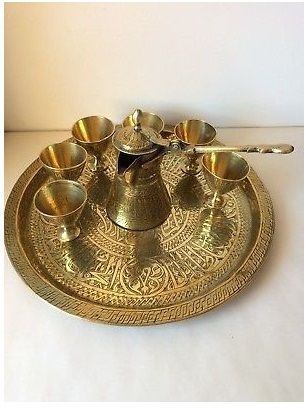 Beautiful Brass Dallah Coffee Set of 8