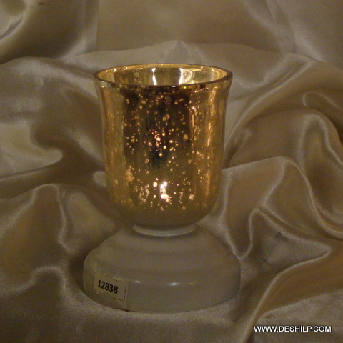 SILVER GLASS HURRICANE CANDLE HOLDER for decoration