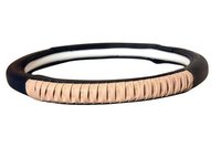 Leather Steering Wheel Cover - 15 Inches, Black | Easy Installation, Breathable Material, Double Stitching, 0.8cm Thickness