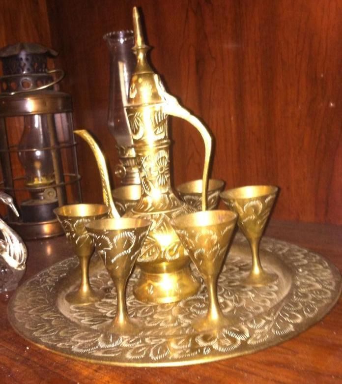 Vintage Brass Arabic Dallah Coffee Set