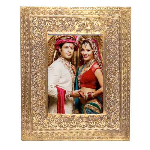Indian Home Decor Wooden Photo Frame Brass Fitted Handicraft Items