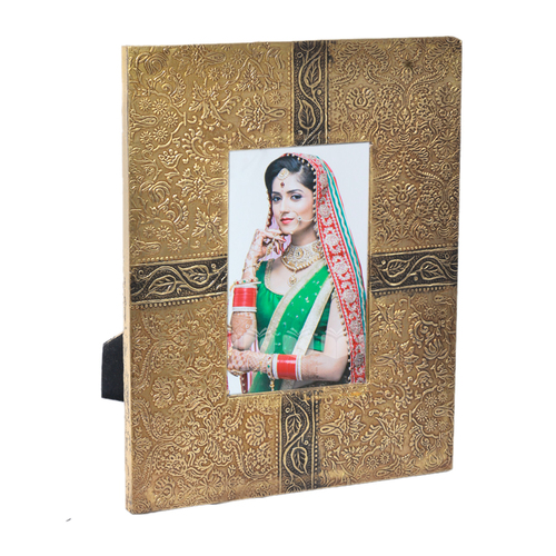 Decorative Home Decor Wooden Picture Frame Brass Fitted Handicraft