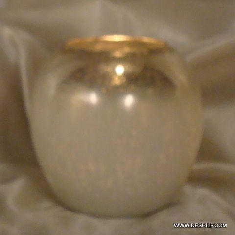 LOTA SHAPE GLASS SILVER CANDLE HOLDER