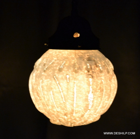 Golden Decorated Glass Wall Hanging Lamp - Finish: Handmade
