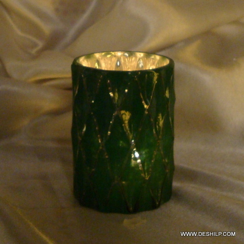 GLASS SILVER CANDLE VOTIVE HOLDER
