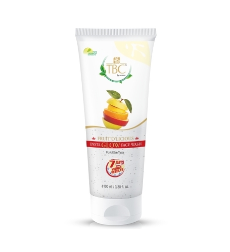 Fruit 'O' Licious Insta Glow Face Wash - 100ml White Tube, Ph 5.5-6.5 | Radiant Glow, Soft Skin, Deep Cleanse, Natural Ingredients