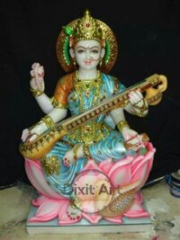 Marble Mata Saraswati - Color: Multicolour
