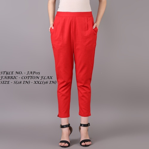 Ladies Red Cotton Flex Pant