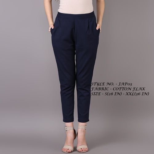 Ladies Blue Cotton Flex Pant