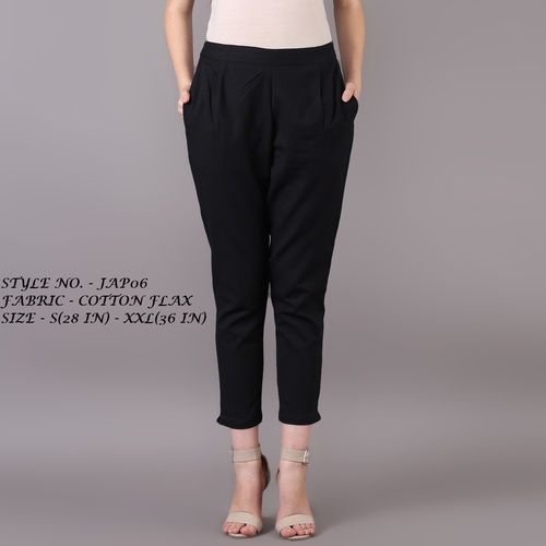 Ladies Black Cotton Flex Pant