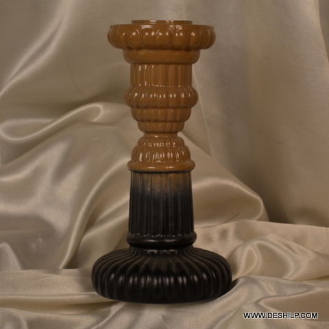 ShineAura Silver-Finish Glass Candle Holder