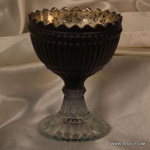 ANTIQUE GLASS CUP SHAPE CANDLE VOTIVE