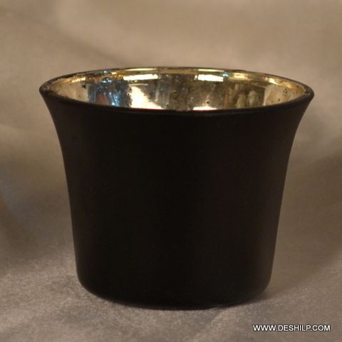 Silver Glass Candle Holder Handmade Votive