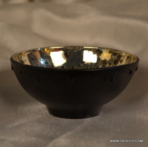 Brown Silver Finish Dinner Table Bowl