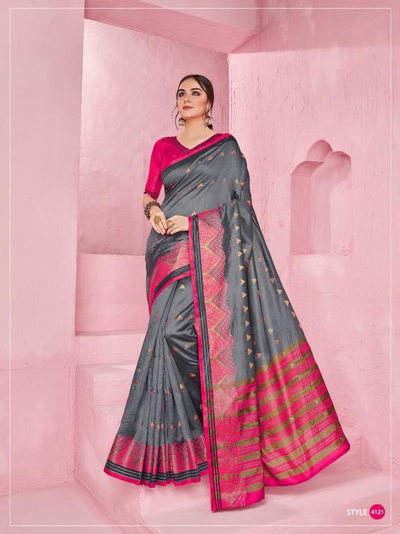 Gray And Pink Fancy Silk Sarees