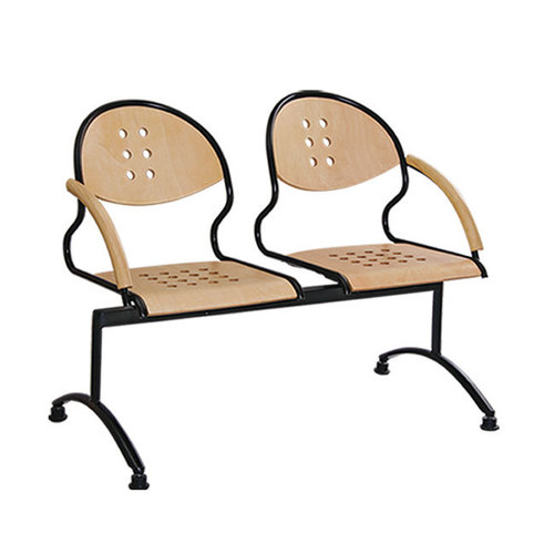 Ikon-2 - Wood & Steel, Silver & Cream Modern Waiting Room Chair | Durable Design with 1-Year Warranty