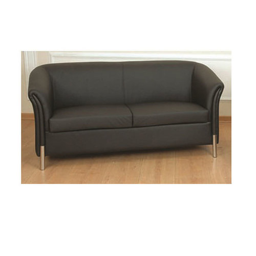Columbia-2 Sofa - Black Leather, Durable Steel Frame | Traditional Indian Style, 1-Year Warranty, 20-150 kg Weight