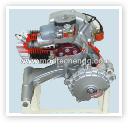 CUT-SECTION MODEL OF SINGLE CYLINDER PETROL ENGINE (TWO STROKE)