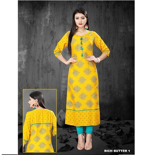 Yellow Block Print Kurti