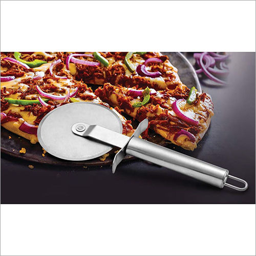 Stainless Steel Pizza Cutter With Oval Tube Handle and Mirror Finish (Small