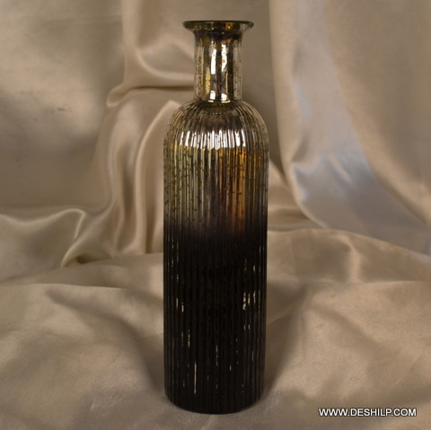 Glass Silver Flower Vase For Decoration - Bottom Diameter: 3-4 Inch (In)