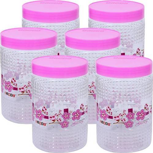 Plastic Pet Jar Set of 2 - Durable Crack Resistant Available in Flower Print & Plain Colors