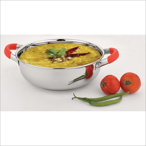 Silver And Red Stainless Steel Kadai