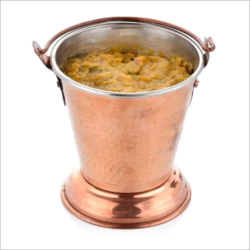 Silver And Copper Brown Serving Bucket