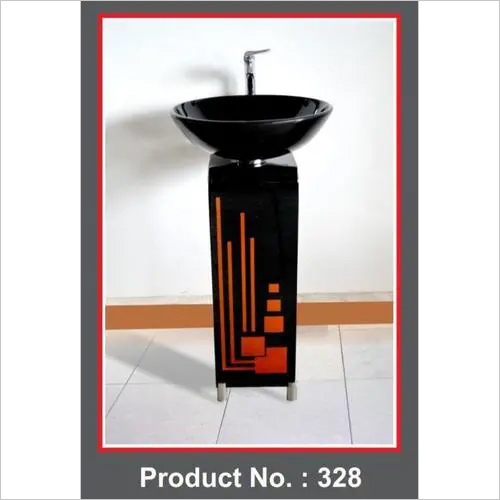 Glass Wash Basin Set - 9x42 Inch L-Bend Design, Black Glass with 16x16 Inch Bowl & 18x24 Inch Mirror | Floor Mounted, Durable One-Piece Structure, Weight 17kg