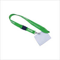 Promotional Card Lanyard - Satin Nylon, 30 To 40 Inch Length, 0.5 Inch Width, White And Green Color | One Sided Printed Design, Durable Hook Attachment
