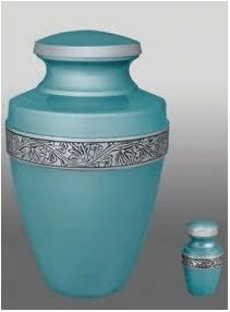 Sky Blue Brass Urn