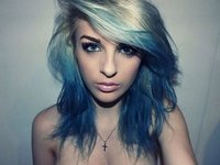 Blue Blonde Green Ombre Wig