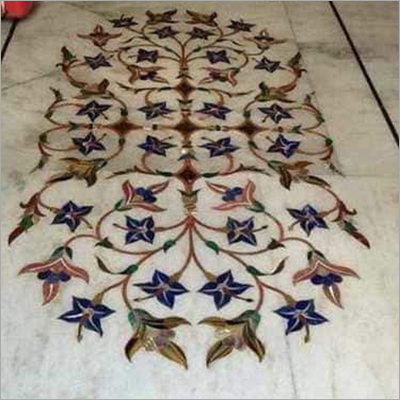 Blue And Green Inlay Work Marble Flooring