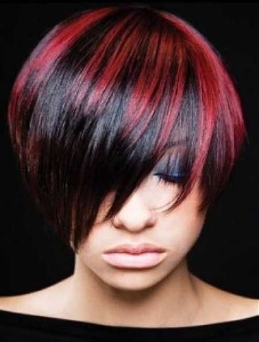 Red Black Piano Pixy Cut Wig