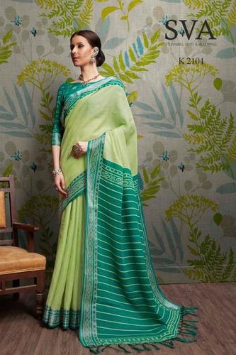 Multy Pure Linen Plain Saree