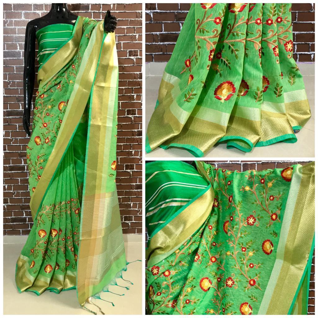 Checkmate Designer Linen Silk Saree