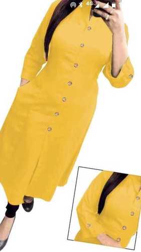 Ladies Yellow Cotton Kurti