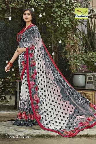 Grey Georgette Saree