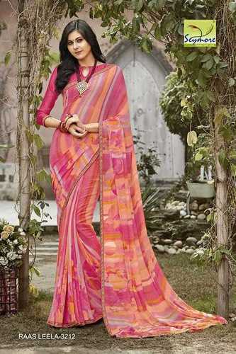 Pink Georgette Saree