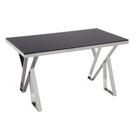 Black & Silver Rectangular Cafeteria Table
