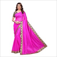 Lycra Saree - 5.5 Mtr Length With 0.8 Mtr Blouse Piece | Multicolor, Plain Pattern, Year-round Wear