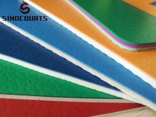 Stone Surface PVC Sport Flooring - 3.5mm, 4.5mm, 6.0mm, 7.0mm, 8.0mm | Green, Blue, Red, Grey, Orange, Non-Slip, Easy Installation, Eco-Friendly