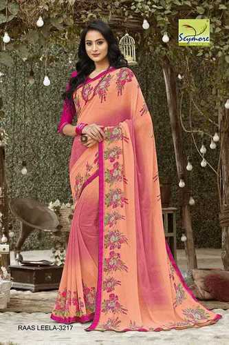 Pink Georgette Saree
