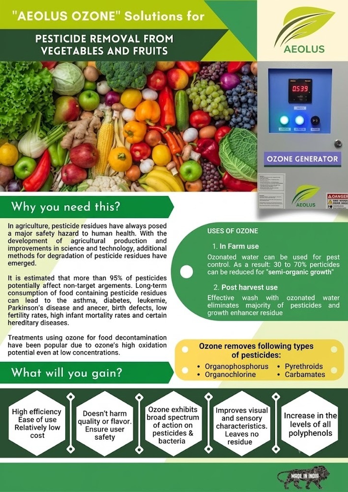 Ozone Fruit and Vegetable Cleaning System - Semi Automatic Ozone Generator with Corona Discharge | 220-440 Volt 1-Year Warranty Pesticide Removal and Extended Shelf Life Technology