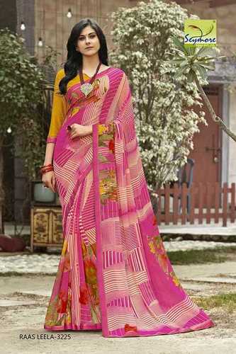 Pink Georgette Saree