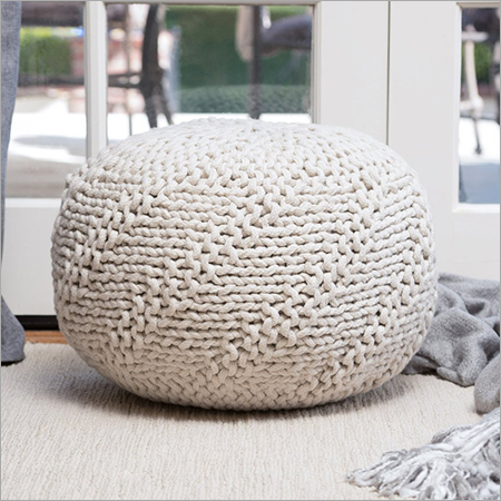 White Knitted Pouf