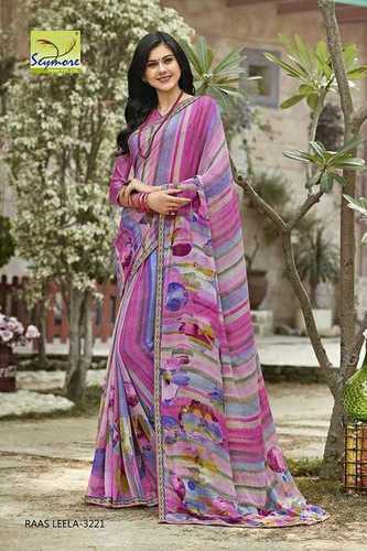 Pink Georgette Saree